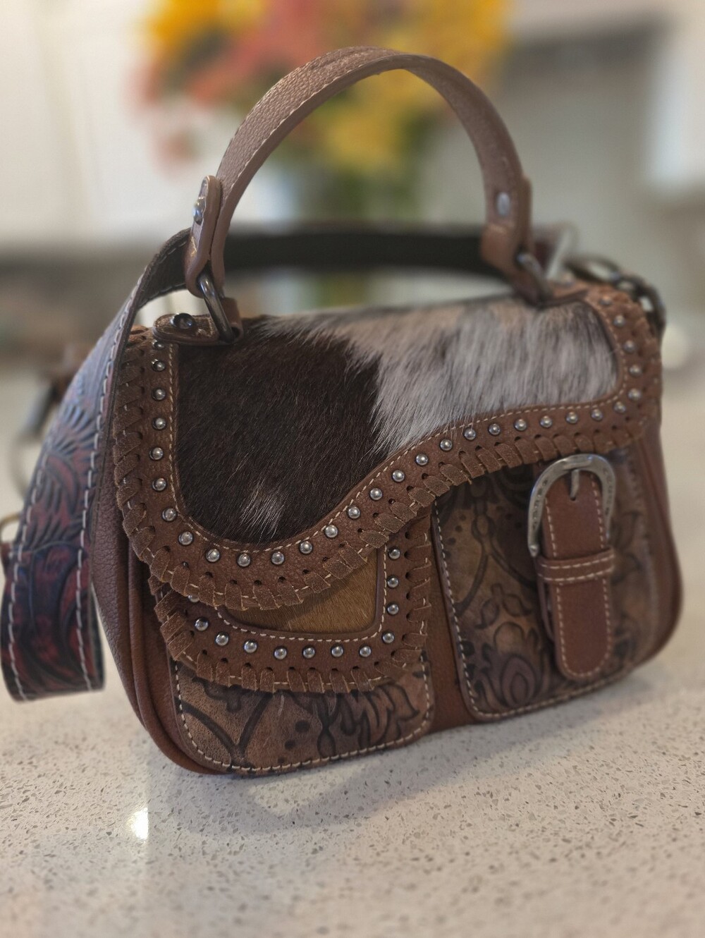 Trinity Ranch by Montana West Western Hair-on Cowhide Leather Tote